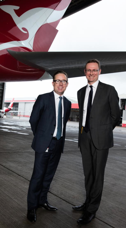 Friends reunited: Qantas CEO Alan Joyce, left, with Tourism Australia MD John O'Sullivan 