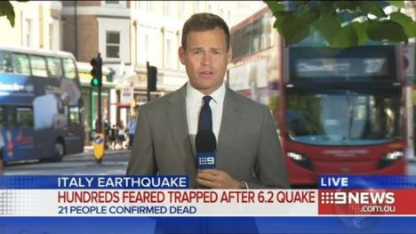 nine news bus italy quake
