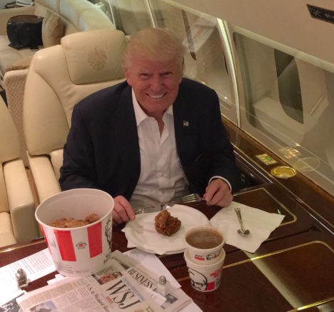 donald-trump-eating-kfc-on-plane-brand-ambassador