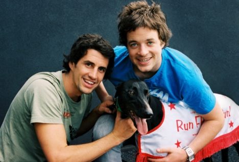 Hamish and Andy with their greyhound Fred Bassett in 2006