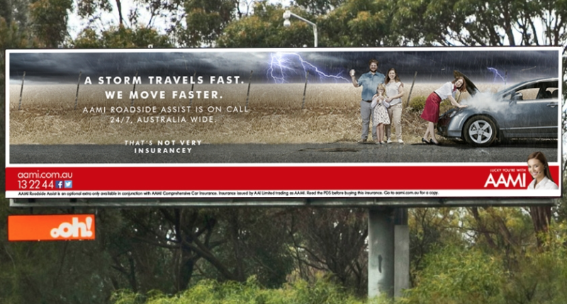 AAMI's digital campaign used algorithms to trigger screen changes based on the weather.