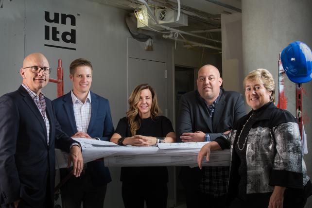 We Are Unlimited (from l.): Brian Nienhaus, chief executive officer; Chip Knicker, chief digital officer; Graceann Bennett, chief strategy officer; Jon Ellis, chief production officer; Linda Poe, chief financial officer Credit: Courtesy We Are Unlimited