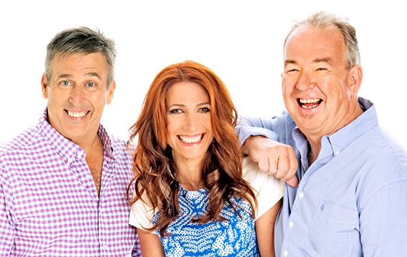 Robin Bailey, centre, celebrated ten years on air with co-hosts Terry Hansen and Bob Gallagher last month 
