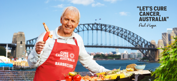 Paul Hogan brings back 'shrimp on the barbie' for Cure Cancer Australia