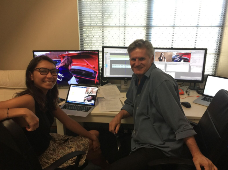 Kimberley Benjamin and Lawrence (Lawrie) Silvestrin ASE in the edit suite at Metamorflix. Kimba is the Writer / Director and Lawrie is the editor of Owning Your History in the 3rd series of From The Western Frontier