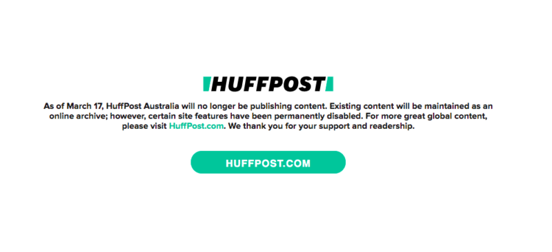 Huffpost Axes Local Team Disables Australian Website 