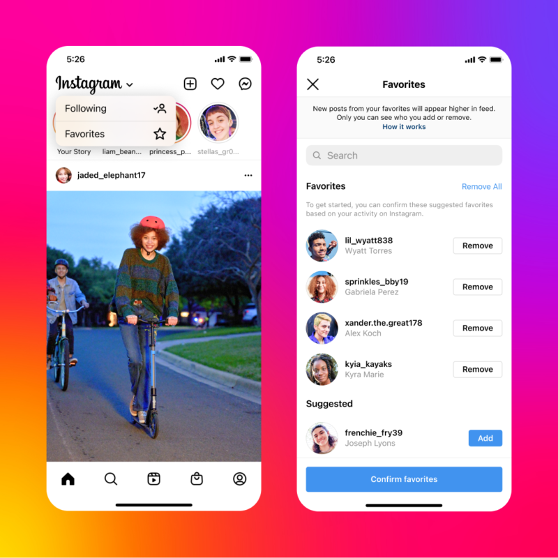 Instagram's 'favourites' feature lets users customise feeds; ads