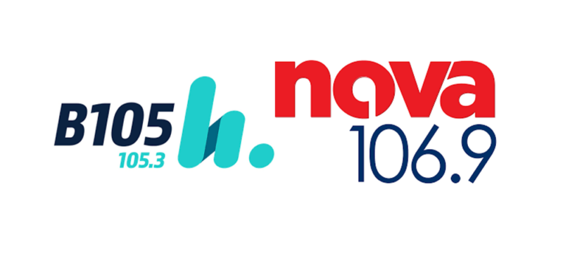 Logos for Brisbane radio stations B105 and Nova 106.9