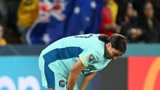 Sam Kerr during the Saturday game. Source: CommBank Matildas