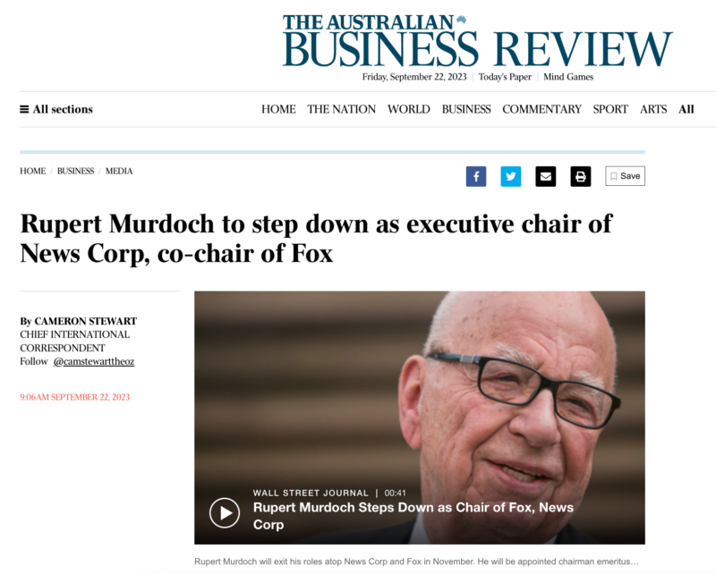 How the Murdoch titles are covering the Murdoch exit - Mumbrella